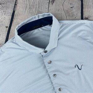 Greyson Golf Polo Shirt Mens XL‎ Blue White Striped Stretch Performance